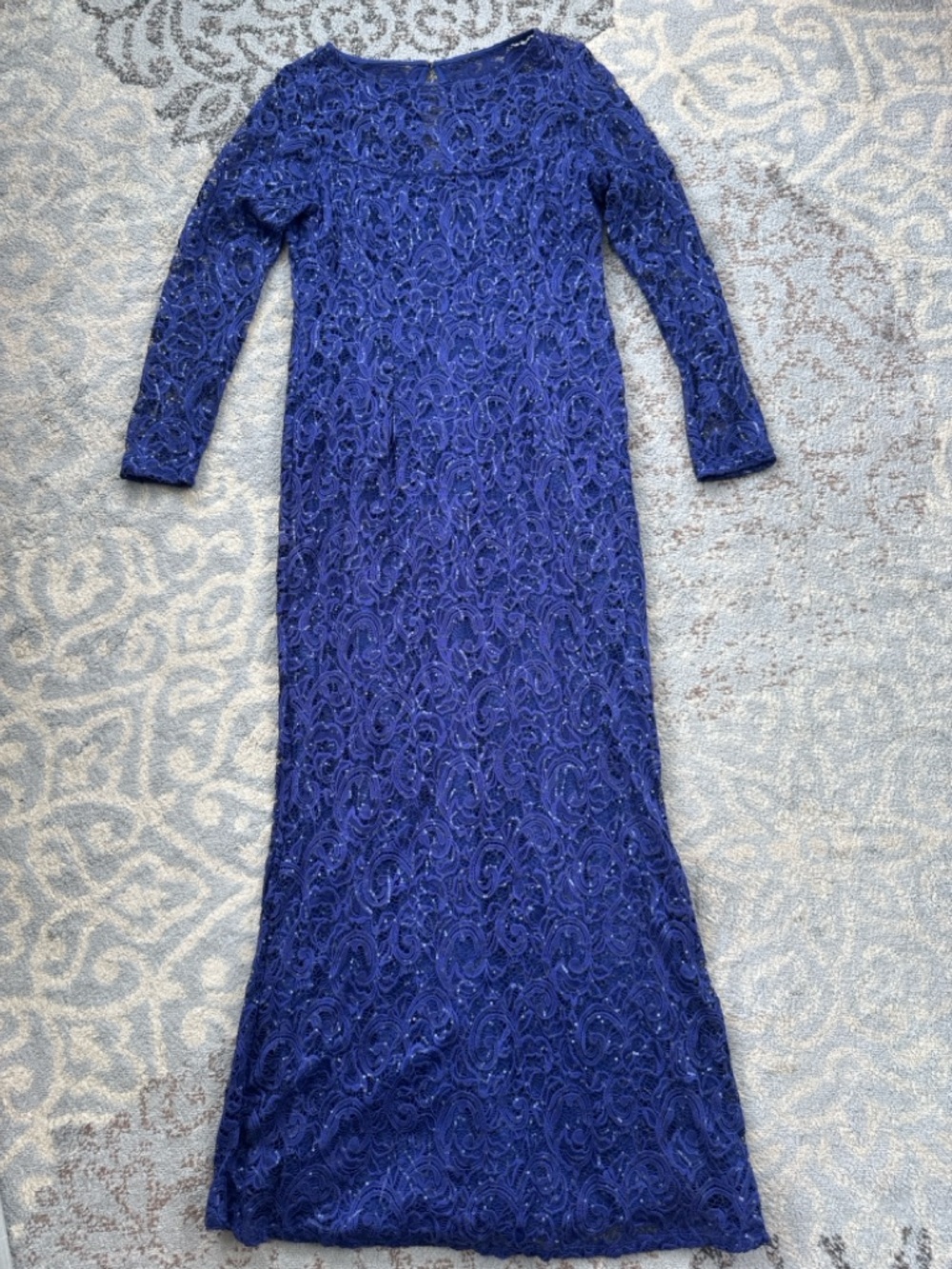 Blu Sage Sequins Lace Full Length Gown Royal Blue 14